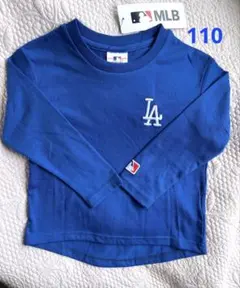 男女兼用ロサンゼルス・ドジャース長袖カットソーロゴTシャツ青
