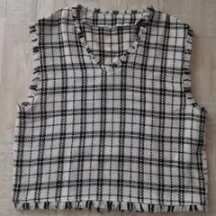 (最終値下げ)　レディース　ニットベスト　チェック　美品
