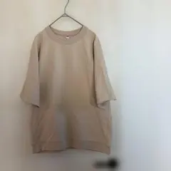 ユニクロ メンズ クルーネックTシャツ（5分袖） Mサイズ ベージュ
