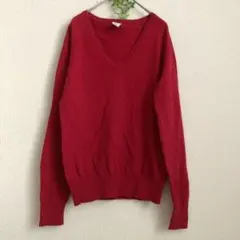 【GAP】トップス Vネック 長袖ニット セーター (M) レッド