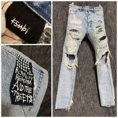 定価43780円 KSUBI デストロイ ハードダメージ加工 デニム ジーンズ 