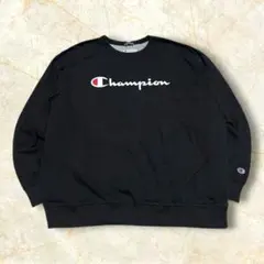 キ*ニ様 チャンピオン プリント 白タグ スウェットトレーナー プルオーバー 黒