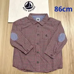 プチバトー 長袖 チェックシャツ