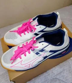 Mizuno 卓球シューズ 女性用 ホワイト/ネイビー/ピンク