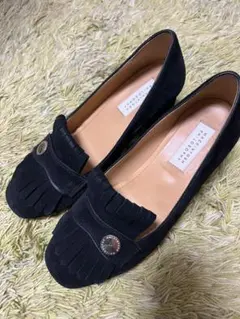 黒スエードフリンジローファー　23.5cm