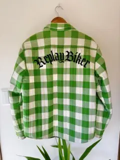 Replay Biker 約3万円購入/国内正規品緑白チェックシャツ　アウターのサムネイル