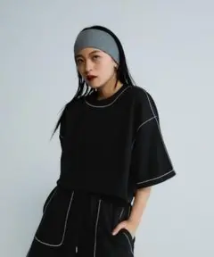 JEANASIS ワッフルステッチオーバーTEE ブラック