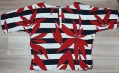 N.Y　古着　ボーダー　葉柄　紅葉　もみじ　トップス　Tシャツ