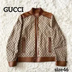 ヴィンテージ GUCCI キャンバス GG カーフレザー バイカーズ ジャケットのサムネイル