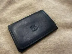 IL BISONTE ネイビー レザー 名刺入れ　カードケース