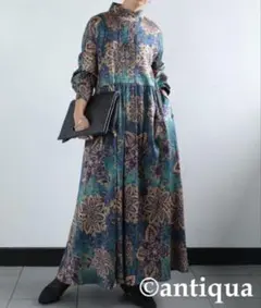 アンティカantiquaレトロ花柄デザインワンピースF