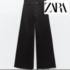 ZARA ブラック ワイドレッグデニム【32】