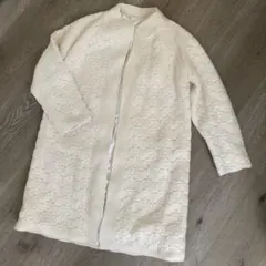 裏地付きニットコート　生成り　100%ウール