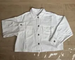 GUデニムクロップドシャツジャケット ホワイト Lサイズ