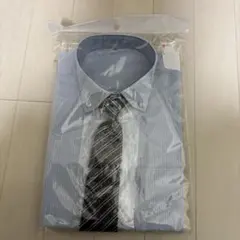 青と白のストライプ ワイシャツとネクタイセット 150