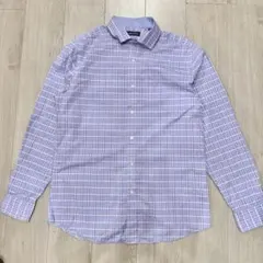 NAUTICA 長袖シャツ チェック柄 古着　紫　ノーティカ　開襟シャツのサムネイル