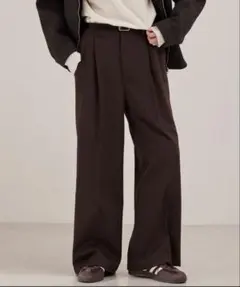 EMMA CLOTHES ブラウン ストライプ ワイド　スラックス