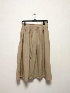 ロングスカート ベージュ 無地 シンプル Aライン フレア Lのサムネイル