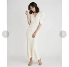 SNIDEL フロントボタンリブニットワンピース　アイボリー