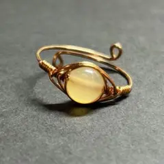 WR323RFG 天然石 パワーストーン ワイヤーリング イエローオパール