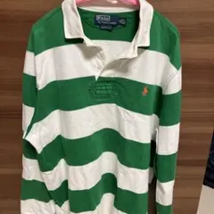 Polo by Ralph Lauren グリーンストライプポロシャツ L
