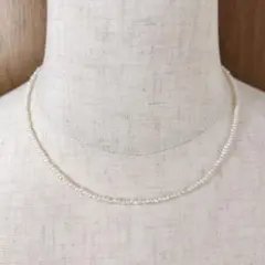 pearl様用、極細淡水パールネックレス、38cm、全長43cm