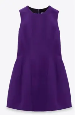 【新品未使用】ZARA ノースリーブ フレアワンピース パープルLサイズ