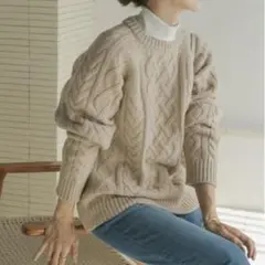 アーバンリサーチドアーズ　ローゲージアラン柄プルオーバー　ニット　ケーブル