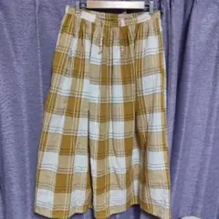 フレアスカート マスタードチェック