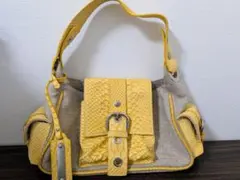 美品】Via Repubblica イエローパイソン＆ベージュコンビバッグ - メルカリ
