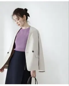 N. Natural Beauty Basic ノーカラーダブルジャケット