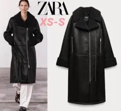 ZARA 定価22,990円 ダブルフェイス ロングライダースコート XS-S