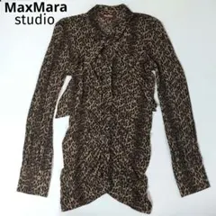 Max Mara studio　レオパード柄 ボウタイ　長袖 シャーリング　XLのサムネイル