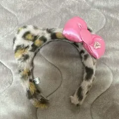 ヒョウ柄キティーカチューシャ ピンクリボン
