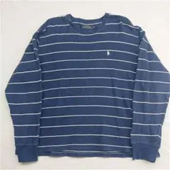 ＆ポロラルフローレン　ポロロゴ　刺繍 ネイビー ボーダー 長袖カットソー