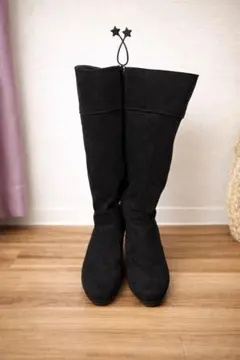 ESPERANZAブラックスエード風ロングブーツ