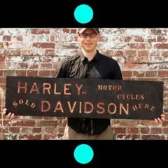 ⑤ハーレーダビッドソン木製看板ウエスタン店舗什器ポスターUSAアドバタイジング