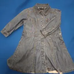 【美品】TOMMY HILFIGER デニム長袖ワンピース ベビー 服 90cm