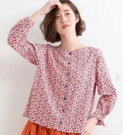 【極美品】NIMES（ニーム）　リバティタナローン　花柄ブラウス　長袖 本物ファッション - 【極美品】NIMES×LIBERTY リバティ 花柄