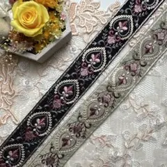 新商品入荷インド刺繍リボン各1メートル50センチ合計3メートル