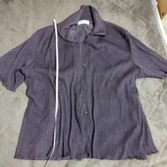 ダークブラウン ボタン付き シャツ 3L