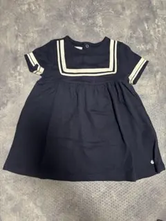 値下げ★プチバトー　セーラー襟 ワンピース ネイビー