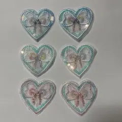 ハート型刺繍モチーフ　3色6個セット