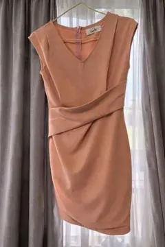 【美品】キャバドレス タイトミニ 韓国系 ピンクベージュ 細見え