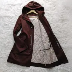 UNITED ARROWS　ミリタリーコート　フード付き　Wジッパー　濃茶　L