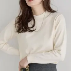 Pierrot プレミアムカシミヤタッチニット ハイネック アイボリー L