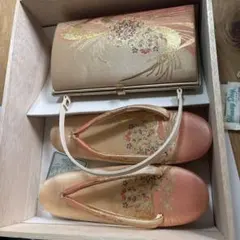 草履とバッグのセット ピンク 花柄