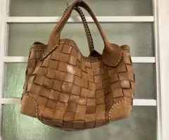 山でんさま専用 ピークスピーク　トートバッグ レザー　編み込みのサムネイル