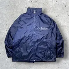 訳ありadidas90sナイロンジャケットLトレフォイルバックプリント紺ネイビーのサムネイル