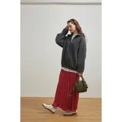 シンゾーン　フローレットヘムフリルスカート　赤　花柄のサムネイル